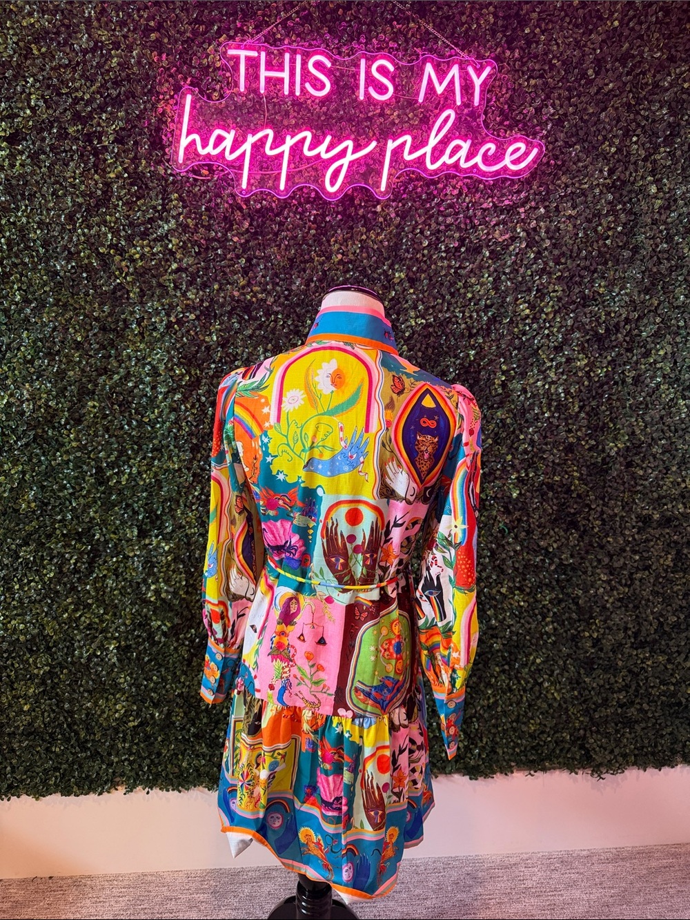 Printella Multicolor Printed Long-Sleeve Tiered Mini Dress - Picture 4 of 4